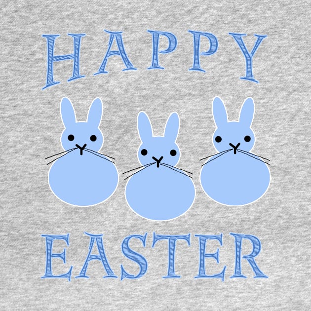 Happy Easter with 3 Blue Bunnies by Scarebaby